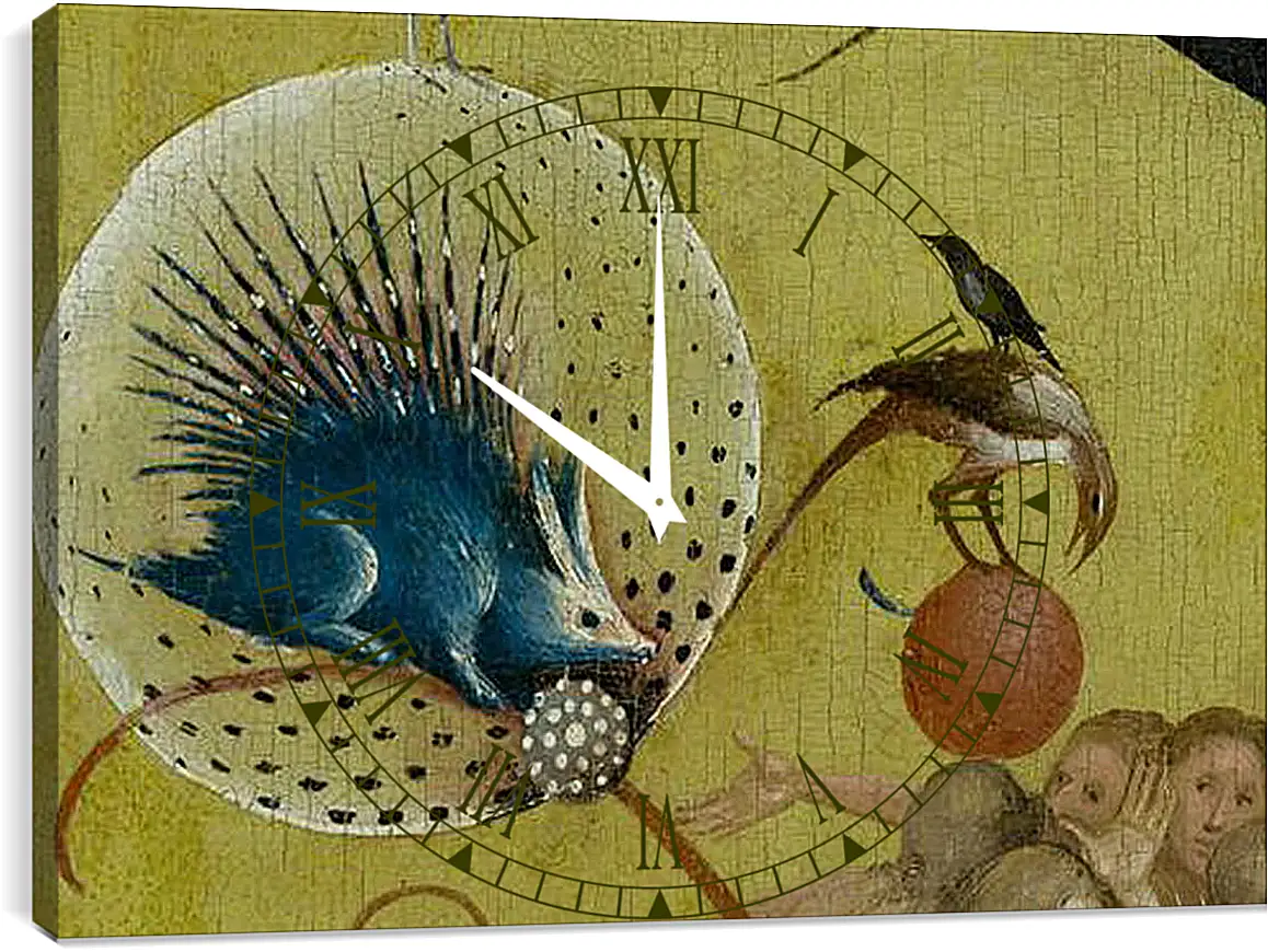 Часы картина - The Garden of Earthly Delights, central panel porcupine. Иероним Босх