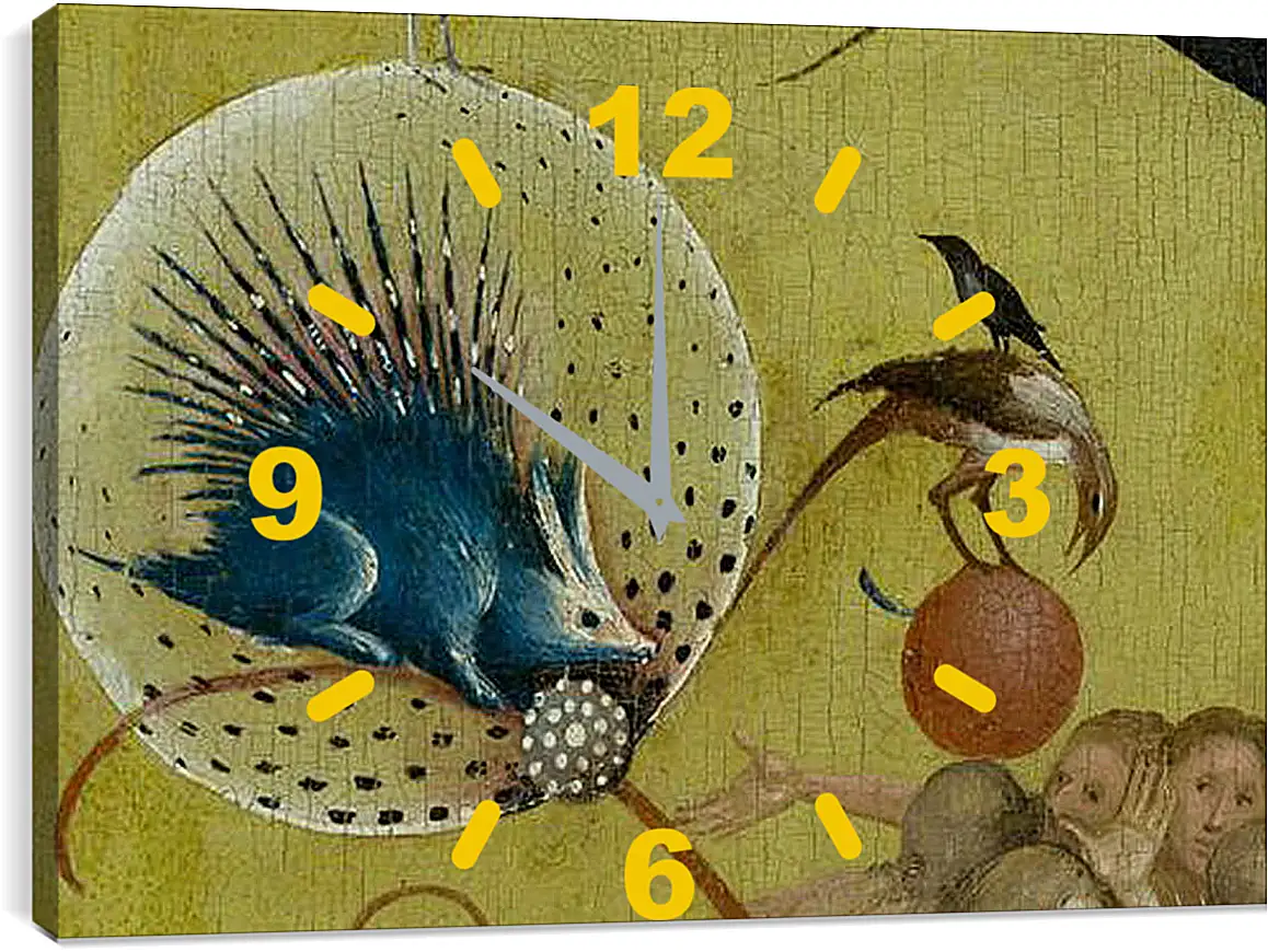 Часы картина - The Garden of Earthly Delights, central panel porcupine. Иероним Босх
