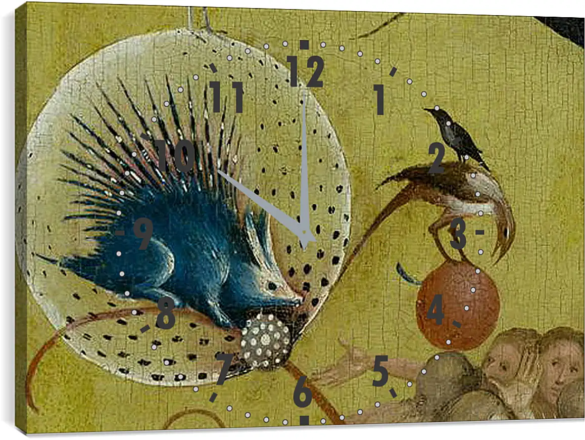 Часы картина - The Garden of Earthly Delights, central panel porcupine. Иероним Босх
