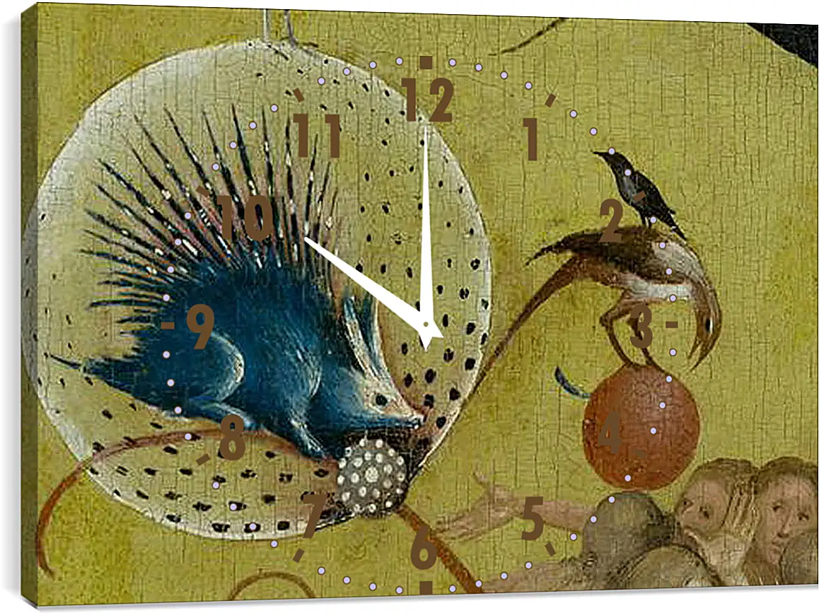 Часы картина - The Garden of Earthly Delights, central panel porcupine. Иероним Босх