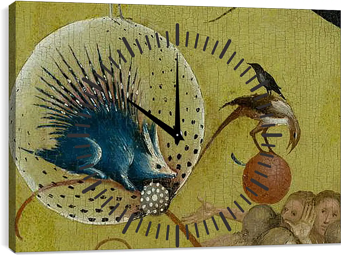 Часы картина - The Garden of Earthly Delights, central panel porcupine. Иероним Босх
