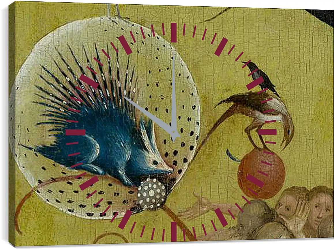 Часы картина - The Garden of Earthly Delights, central panel porcupine. Иероним Босх