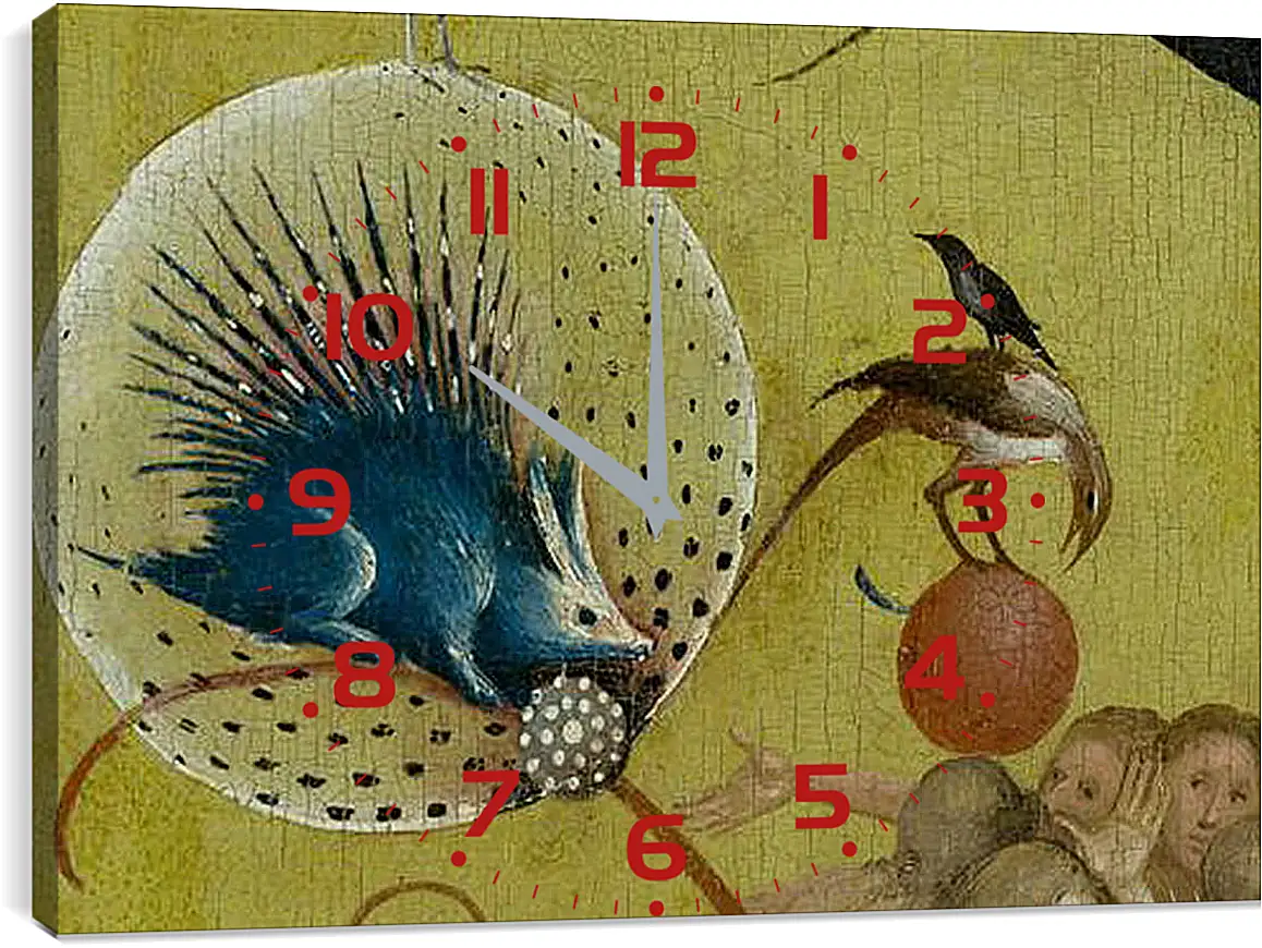 Часы картина - The Garden of Earthly Delights, central panel porcupine. Иероним Босх
