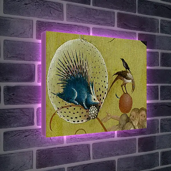 Лайтбокс световая панель - The Garden of Earthly Delights, central panel porcupine. Иероним Босх