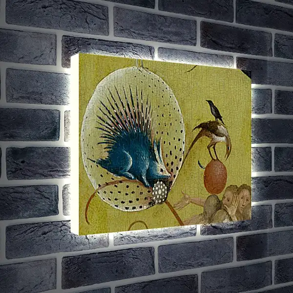 Лайтбокс световая панель - The Garden of Earthly Delights, central panel porcupine. Иероним Босх