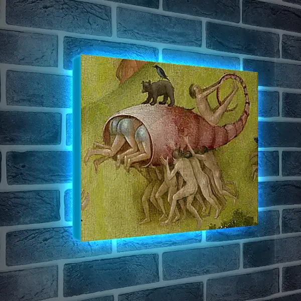 Лайтбокс световая панель - Lobster shell with people. Иероним Босх