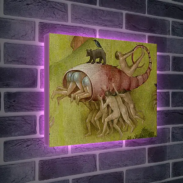 Лайтбокс световая панель - Lobster shell with people. Иероним Босх
