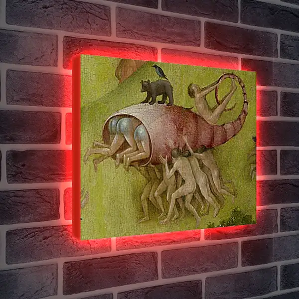 Лайтбокс световая панель - Lobster shell with people. Иероним Босх