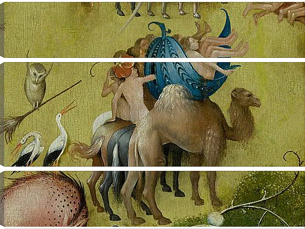 Модульная картина - Camel and people in a leaf. Иероним Босх
