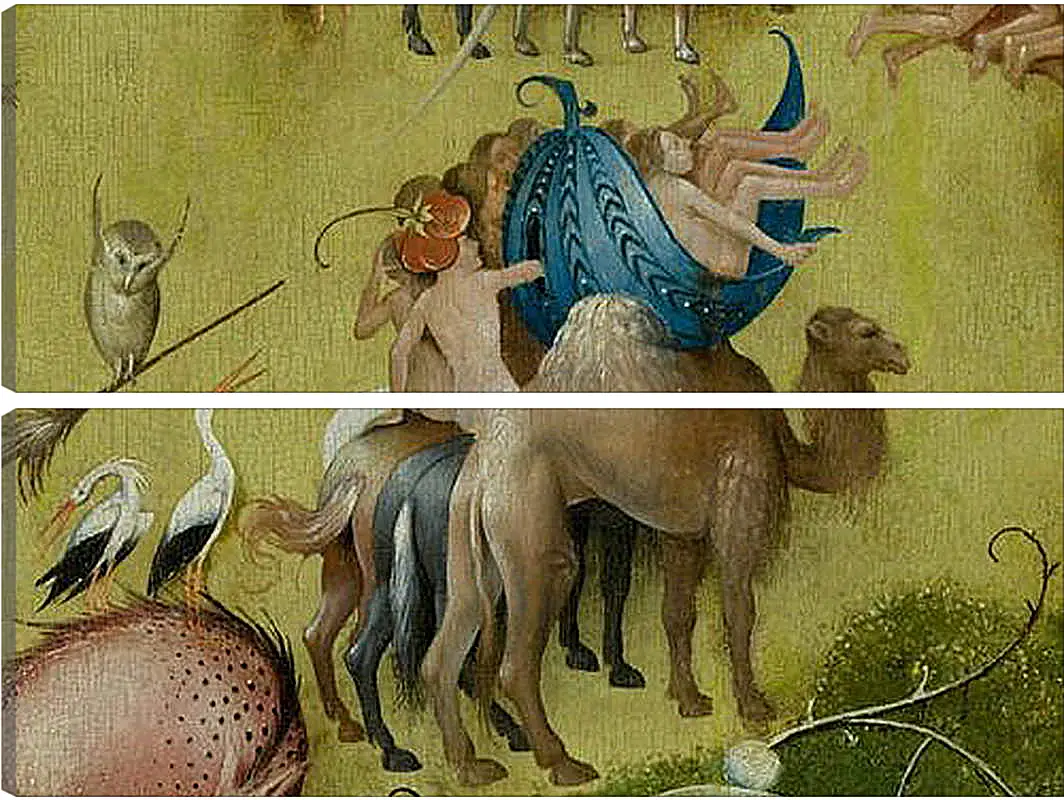 Модульная картина - Camel and people in a leaf. Иероним Босх