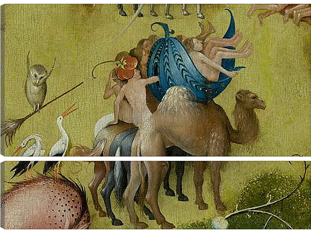 Модульная картина - Camel and people in a leaf. Иероним Босх
