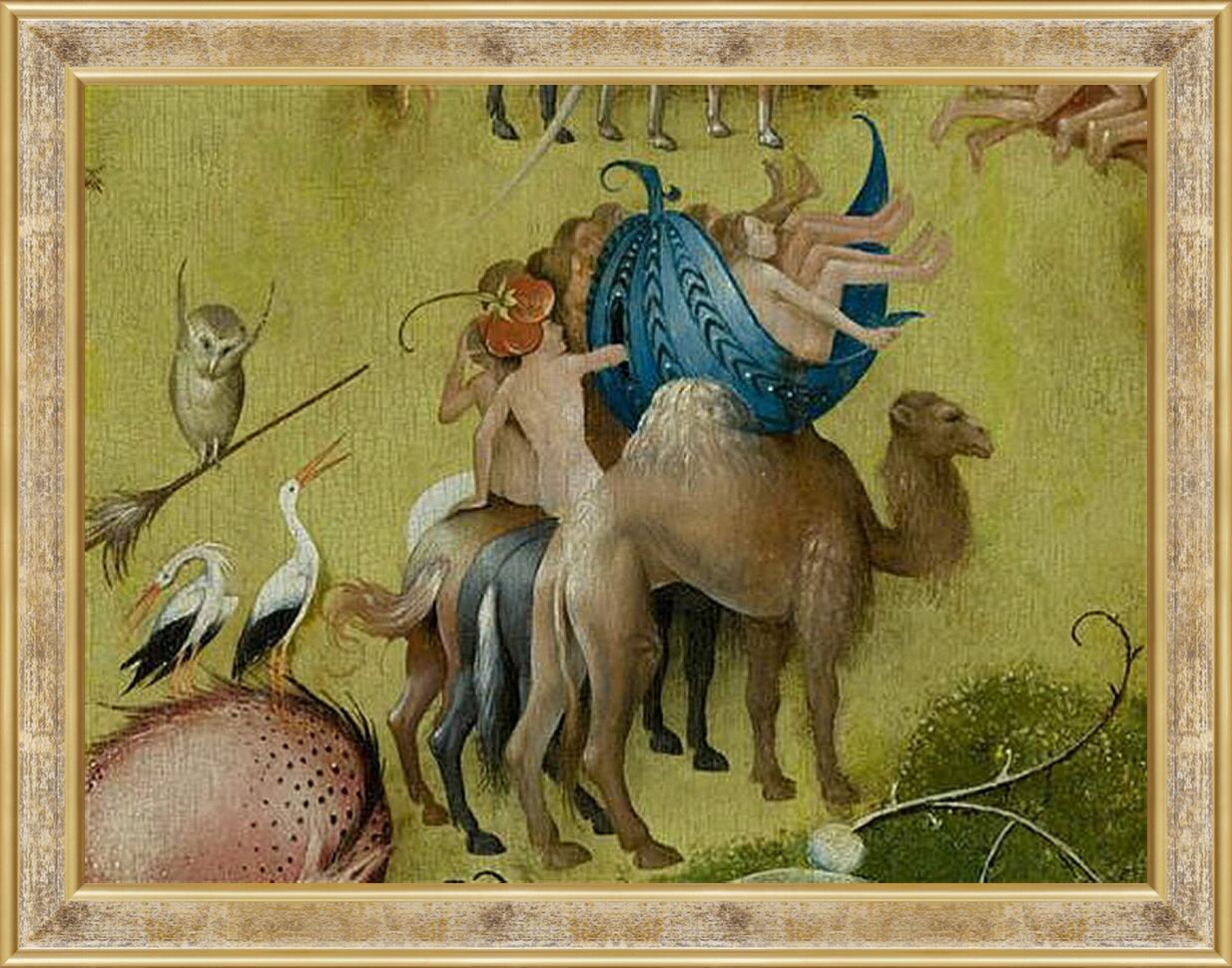 Картина в раме - Camel and people in a leaf. Иероним Босх
