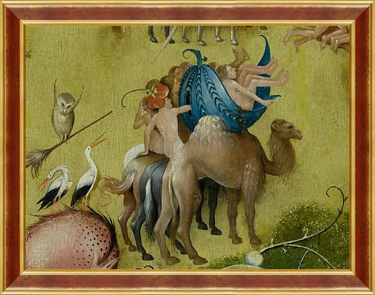 Картина в раме - Camel and people in a leaf. Иероним Босх