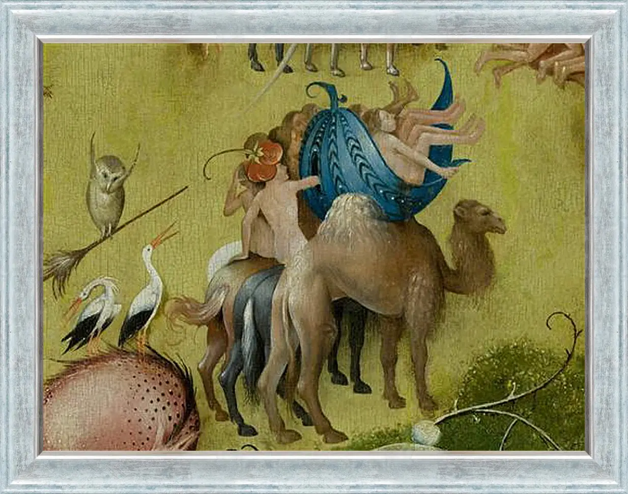 Картина в раме - Camel and people in a leaf. Иероним Босх