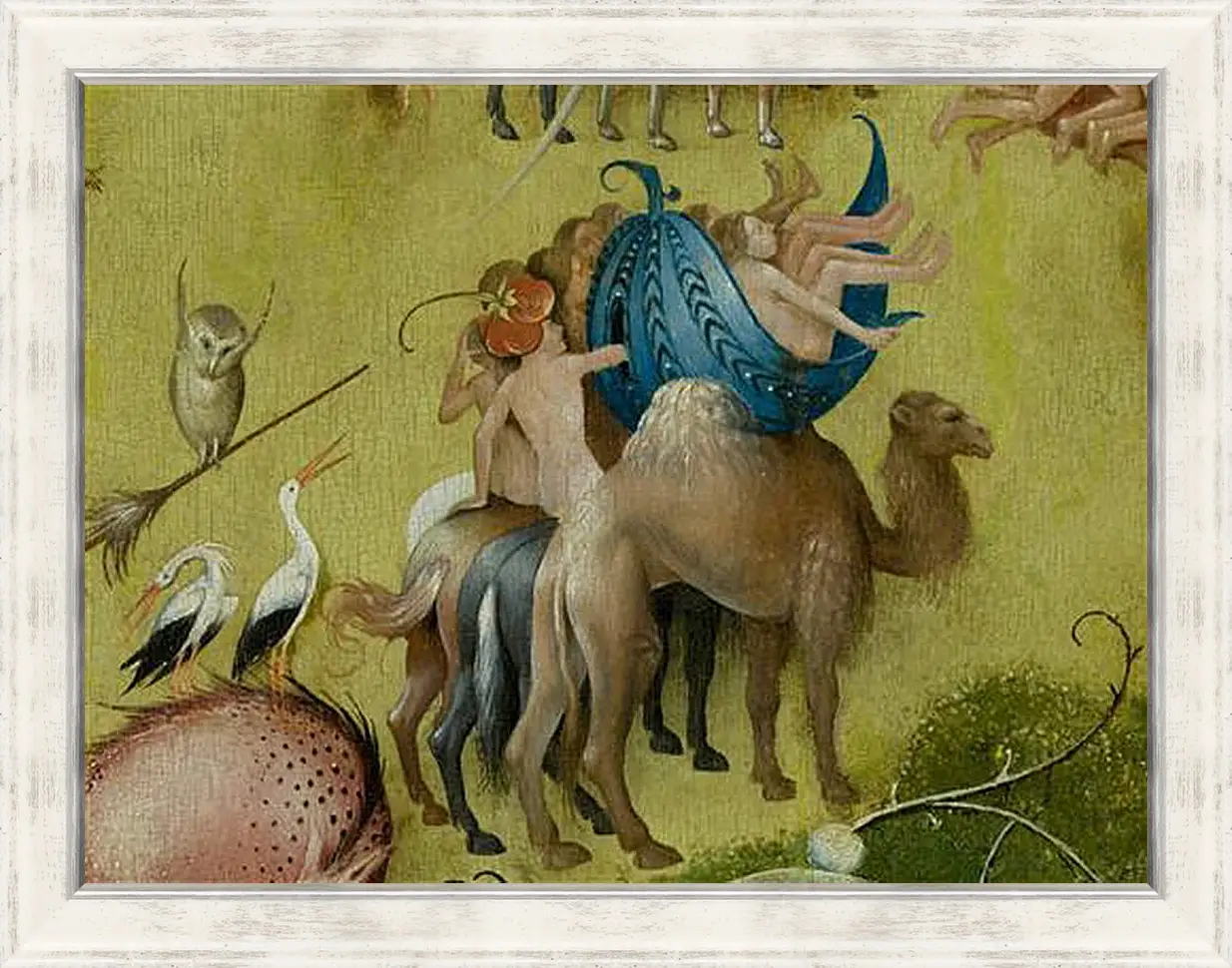 Картина в раме - Camel and people in a leaf. Иероним Босх
