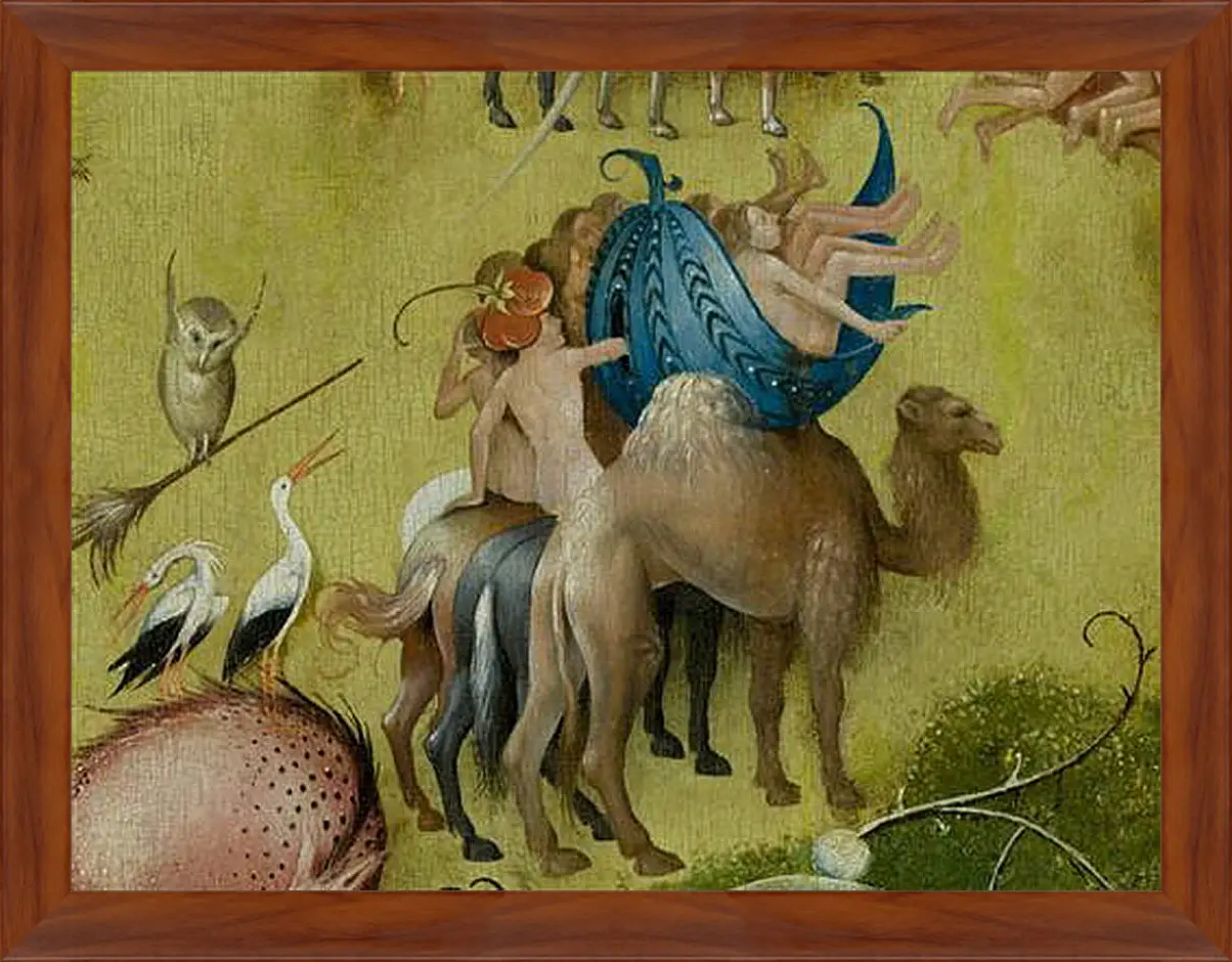 Картина в раме - Camel and people in a leaf. Иероним Босх