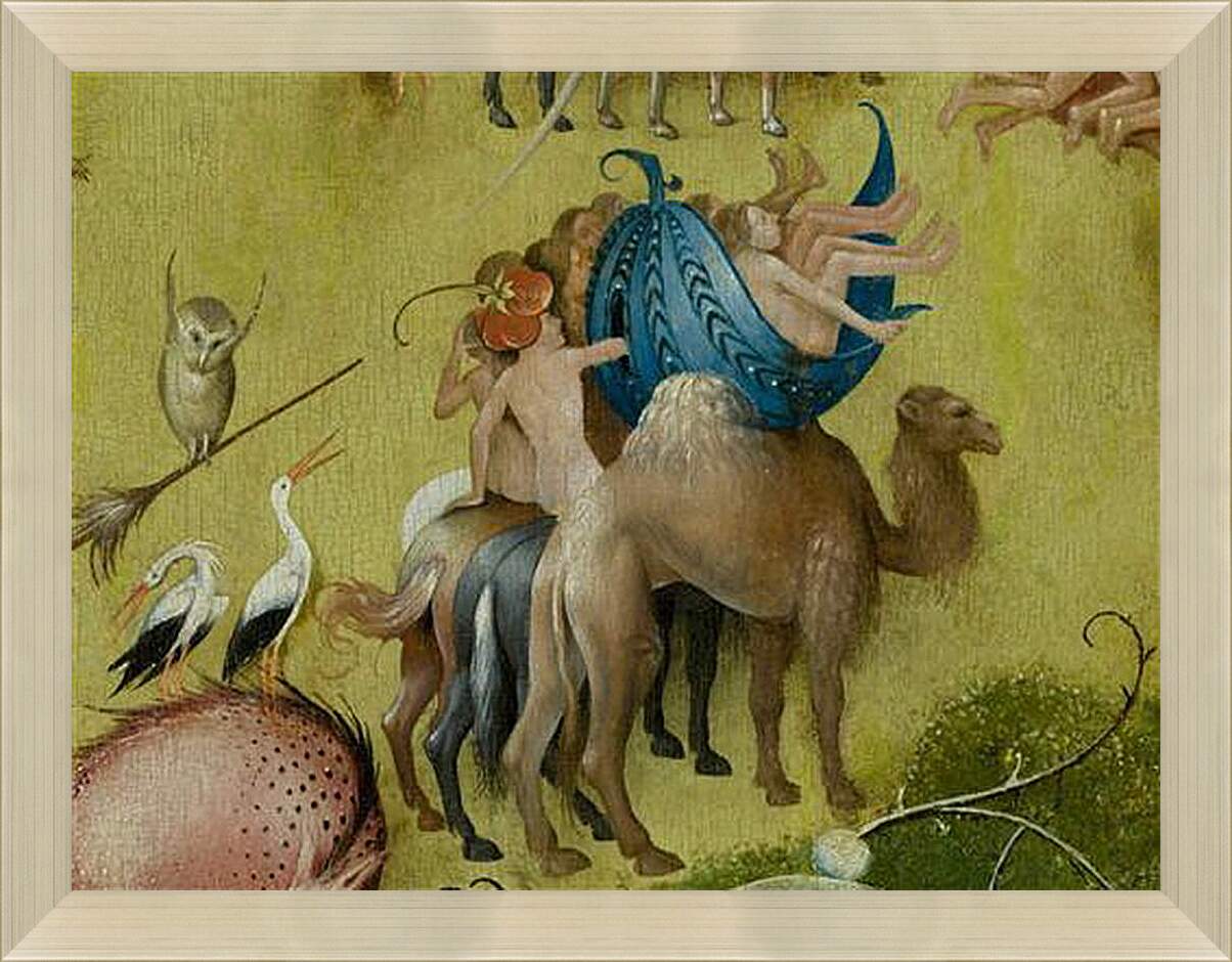 Картина в раме - Camel and people in a leaf. Иероним Босх
