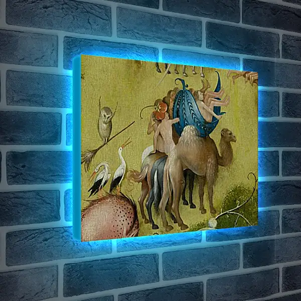 Лайтбокс световая панель - Camel and people in a leaf. Иероним Босх