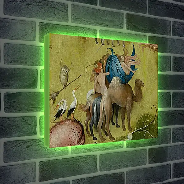 Лайтбокс световая панель - Camel and people in a leaf. Иероним Босх