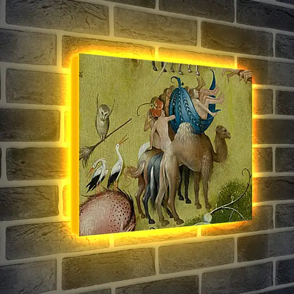 Лайтбокс световая панель - Camel and people in a leaf. Иероним Босх