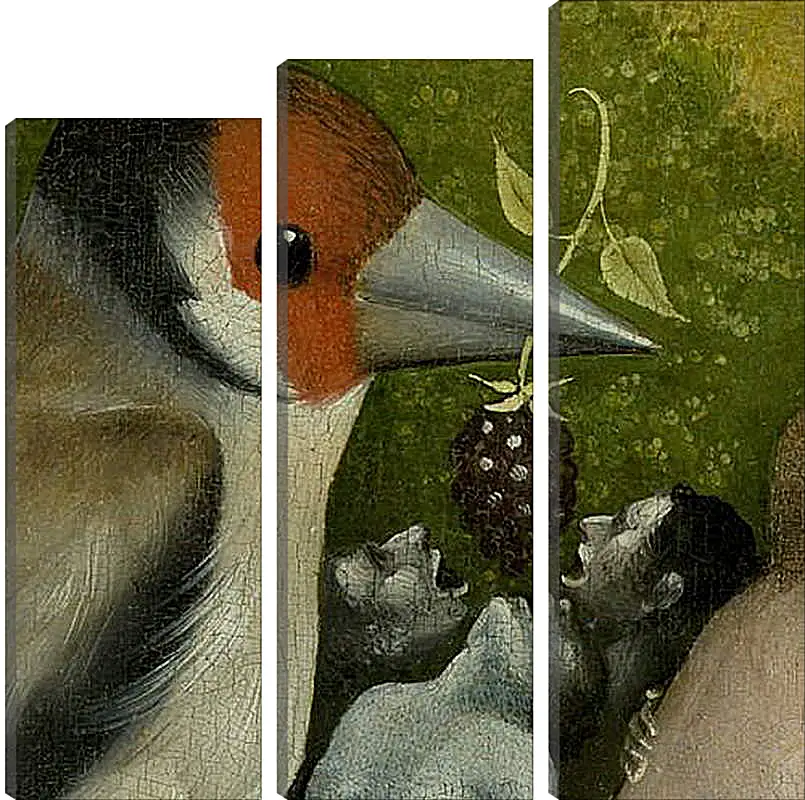 Модульная картина - Bird feeding men. Иероним Босх