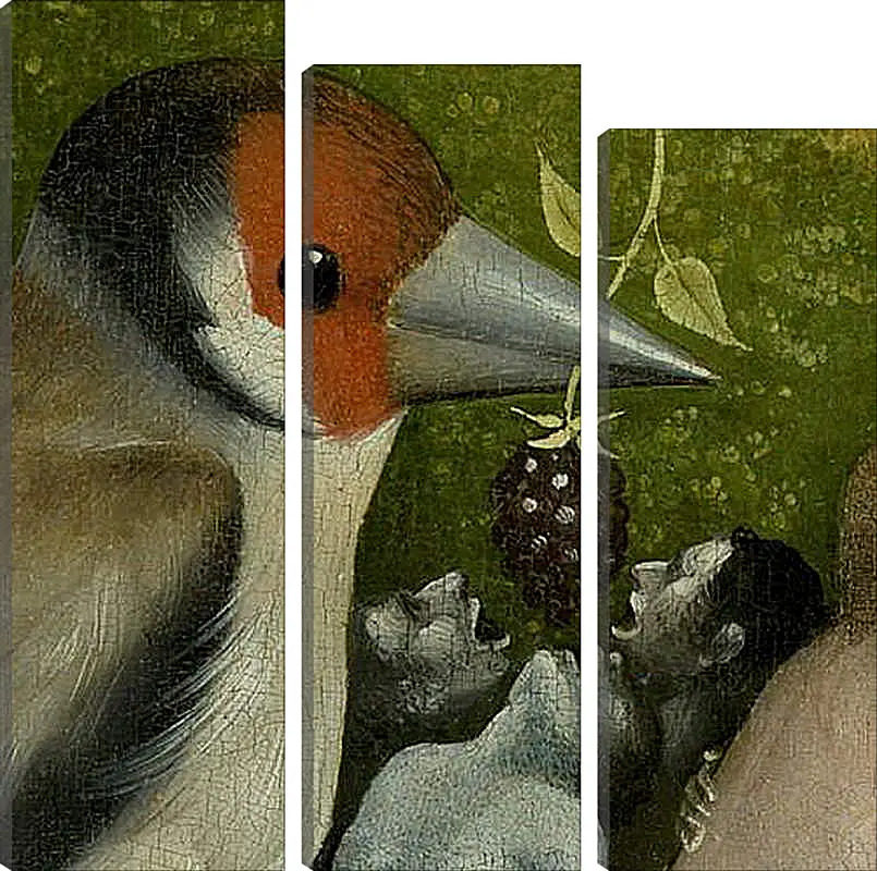 Модульная картина - Bird feeding men. Иероним Босх
