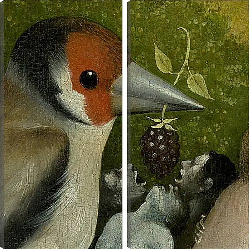 Модульная картина - Bird feeding men. Иероним Босх