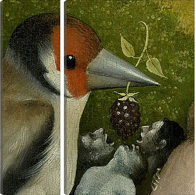 Модульная картина - Bird feeding men. Иероним Босх
