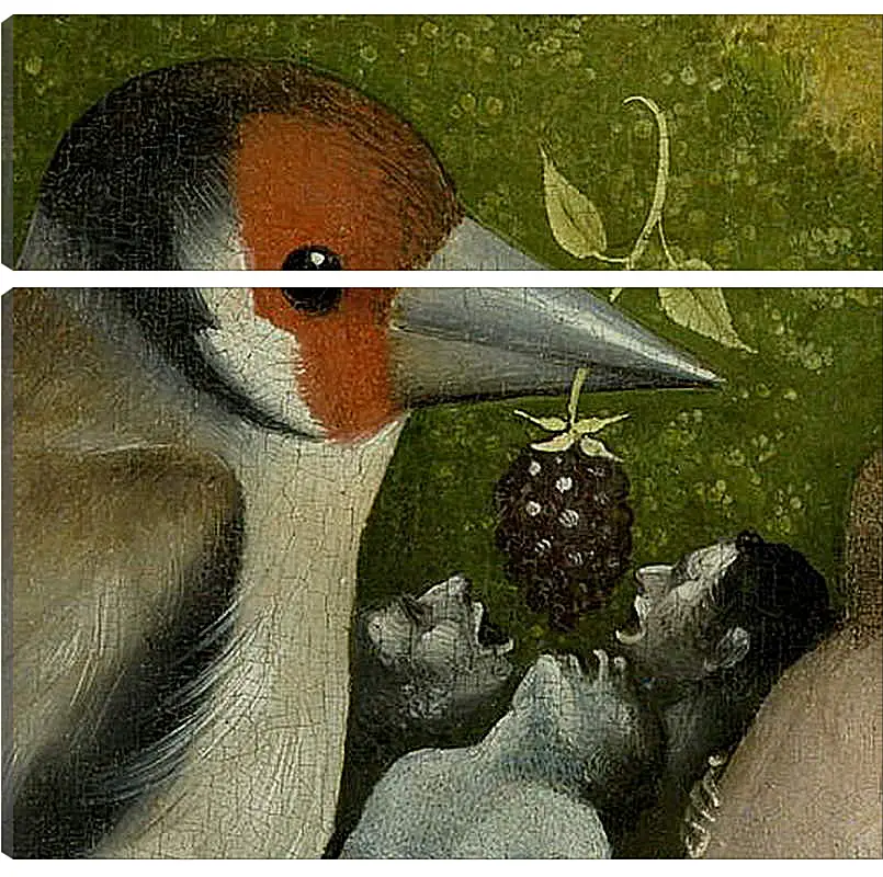 Модульная картина - Bird feeding men. Иероним Босх