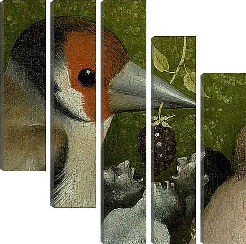 Модульная картина - Bird feeding men. Иероним Босх