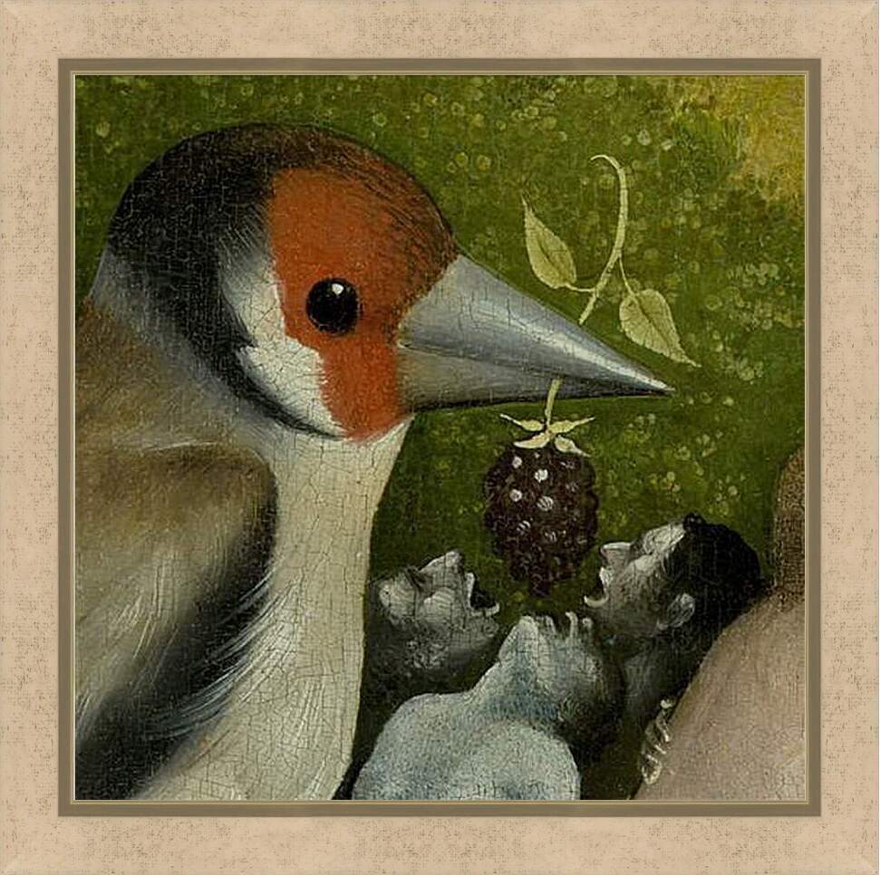 Картина в раме - Bird feeding men. Иероним Босх
