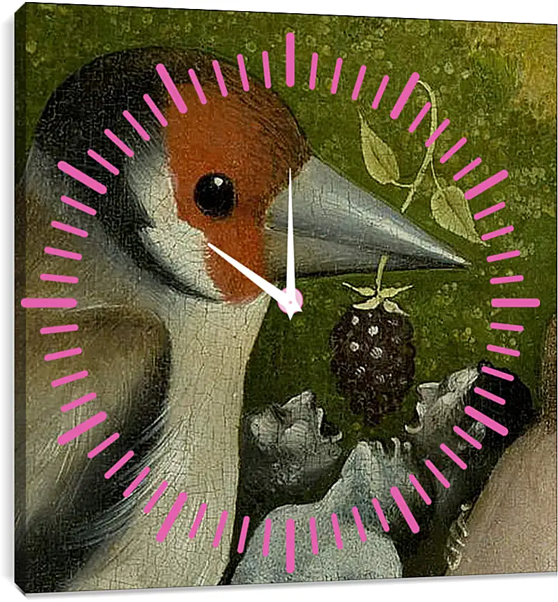 Часы картина - Bird feeding men. Иероним Босх