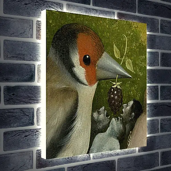 Лайтбокс световая панель - Bird feeding men. Иероним Босх