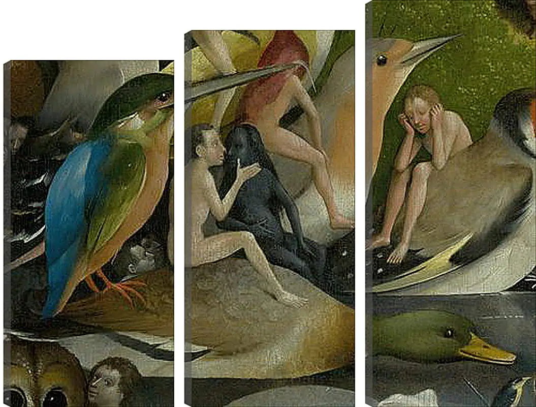Модульная картина - Bird and Man riding a duck. Иероним Босх