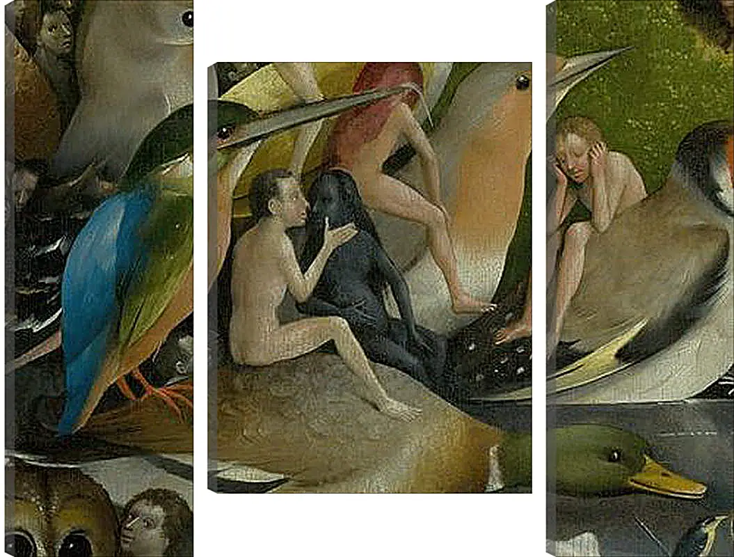 Модульная картина - Bird and Man riding a duck. Иероним Босх