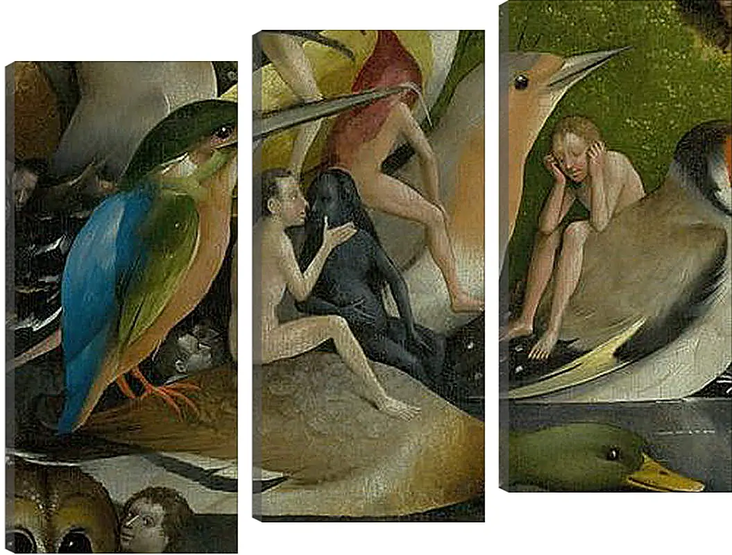 Модульная картина - Bird and Man riding a duck. Иероним Босх