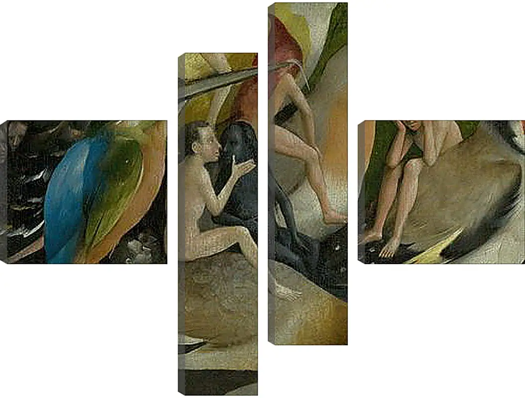 Модульная картина - Bird and Man riding a duck. Иероним Босх