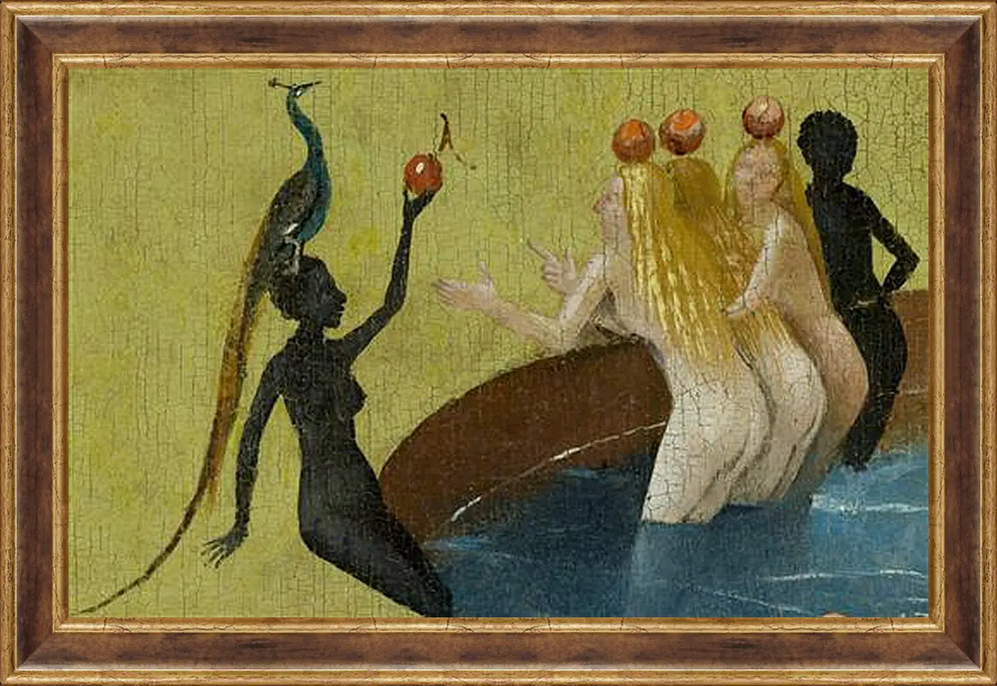Картина в раме - Women with peacock. Иероним Босх