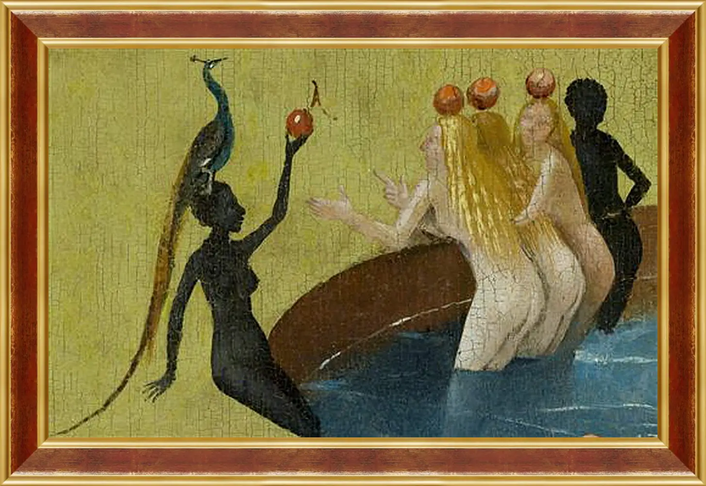 Картина в раме - Women with peacock. Иероним Босх