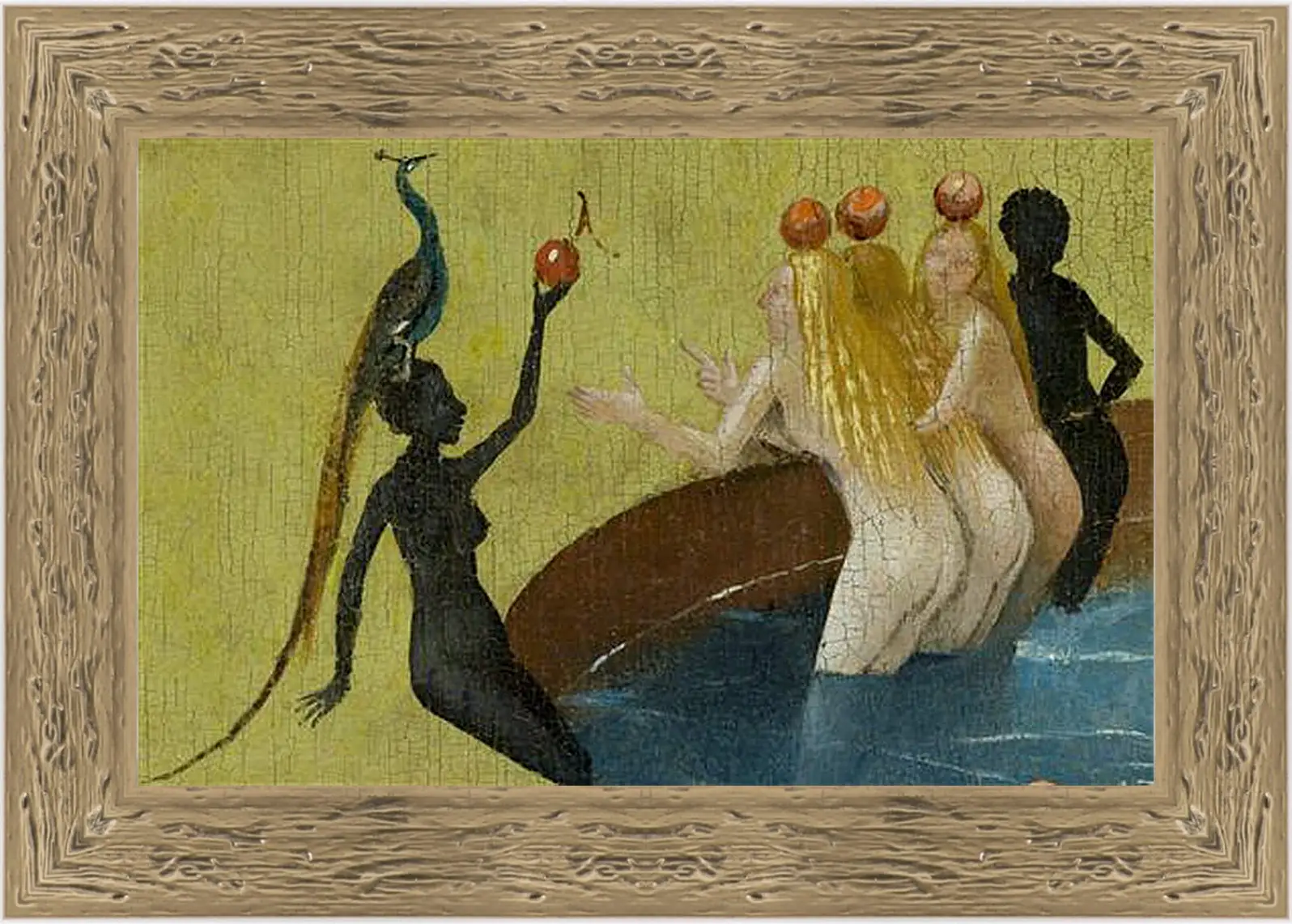 Картина в раме - Women with peacock. Иероним Босх