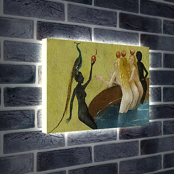 Лайтбокс световая панель - Women with peacock. Иероним Босх
