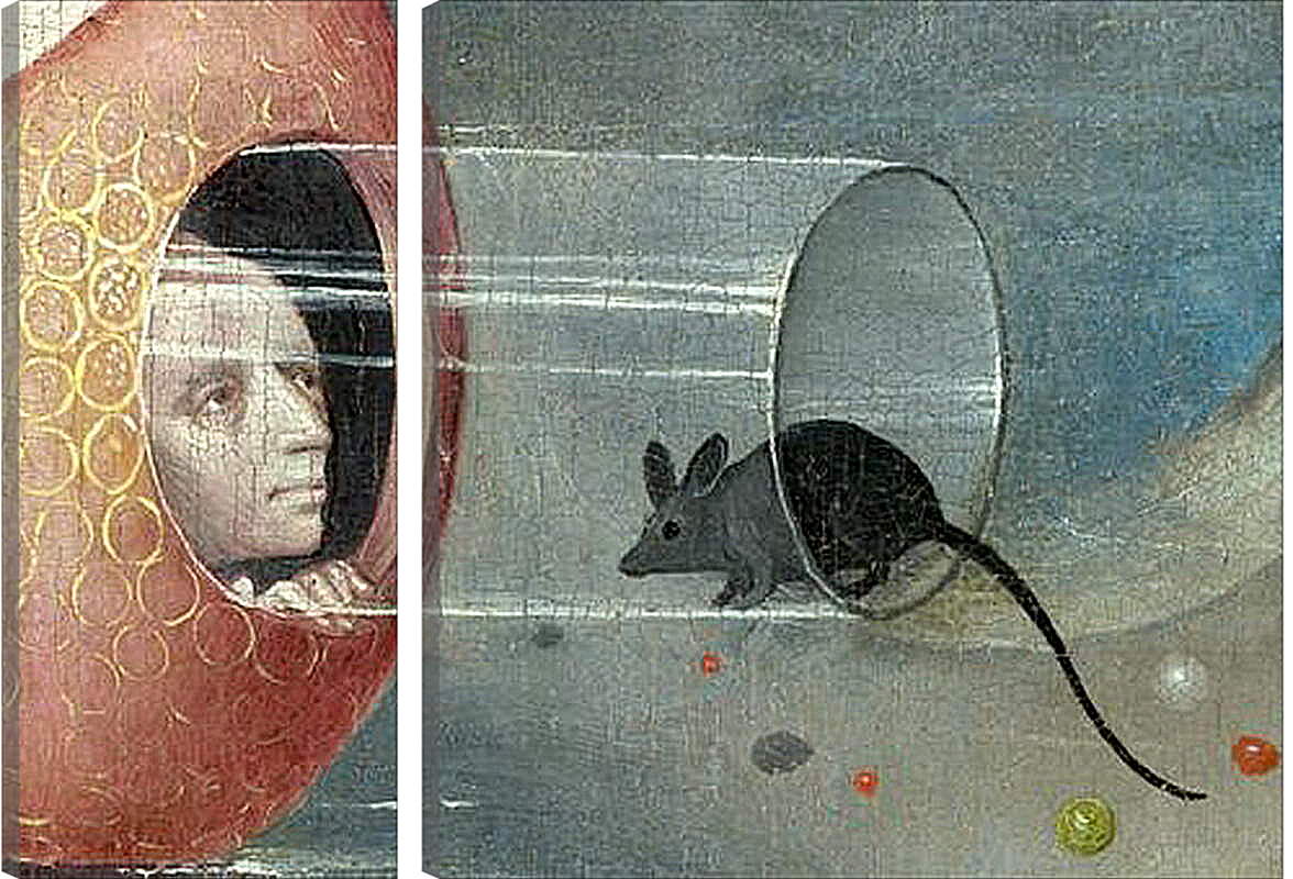 Модульная картина - Man with mouse. Иероним Босх
