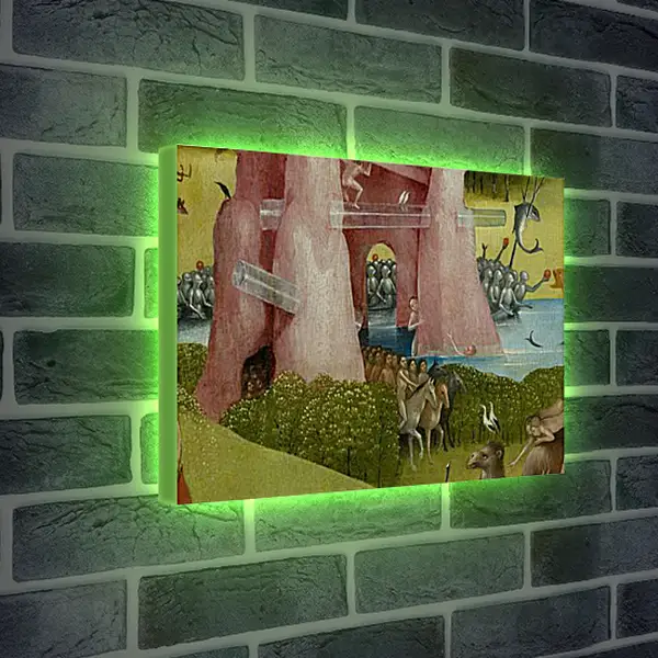 Лайтбокс световая панель - Hybrid stone formation with tubes, riders. Иероним Босх