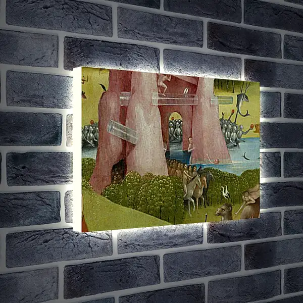 Лайтбокс световая панель - Hybrid stone formation with tubes, riders. Иероним Босх