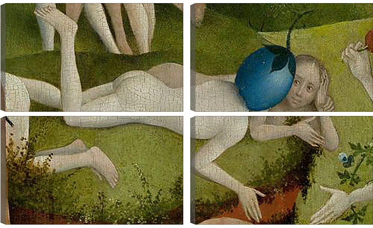 Модульная картина - Detail Man with a plum as head. Иероним Босх