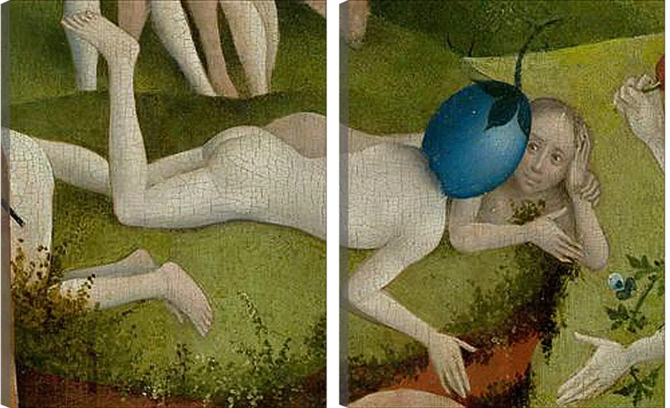 Модульная картина - Detail Man with a plum as head. Иероним Босх