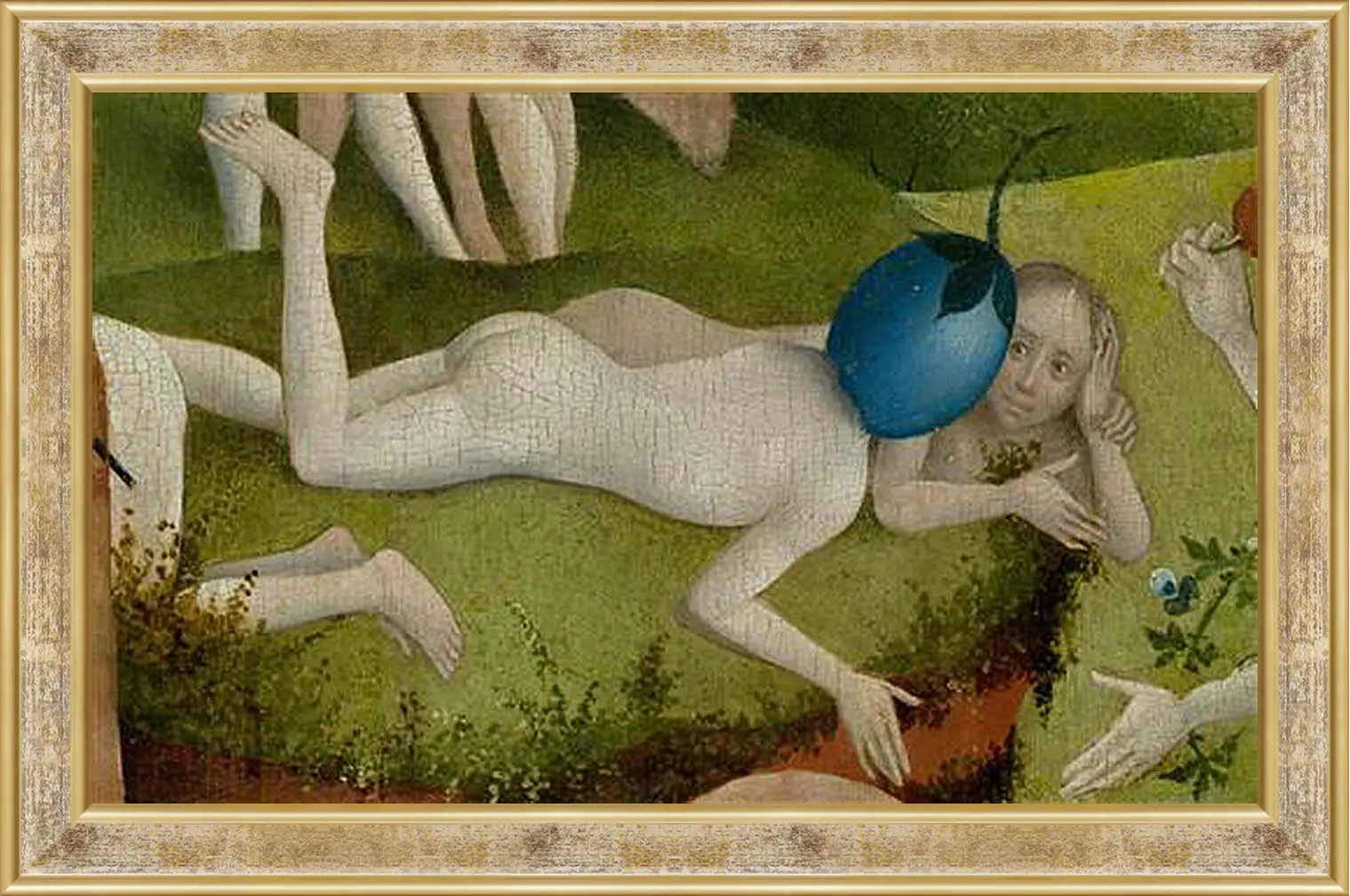 Картина в раме - Detail Man with a plum as head. Иероним Босх
