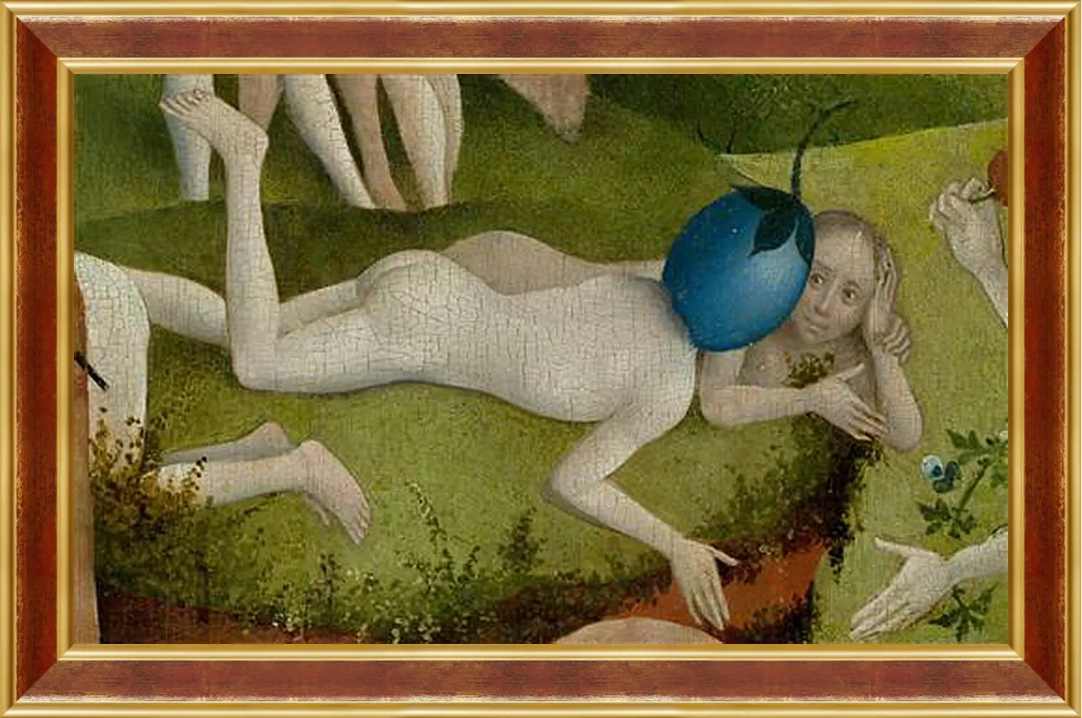 Картина в раме - Detail Man with a plum as head. Иероним Босх