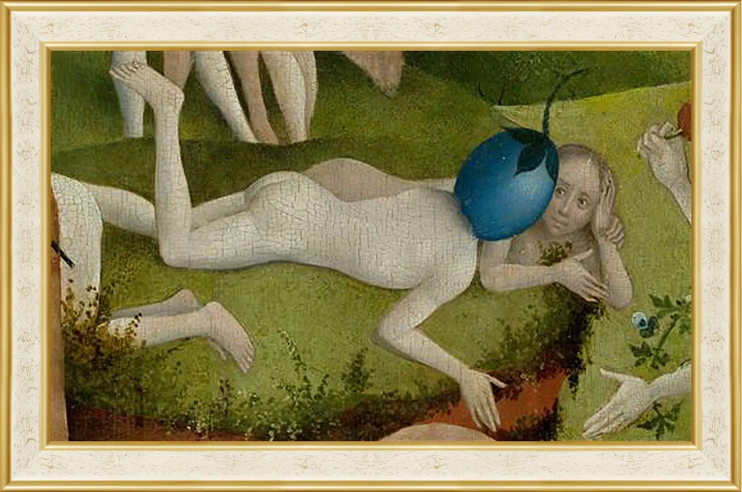 Картина в раме - Detail Man with a plum as head. Иероним Босх