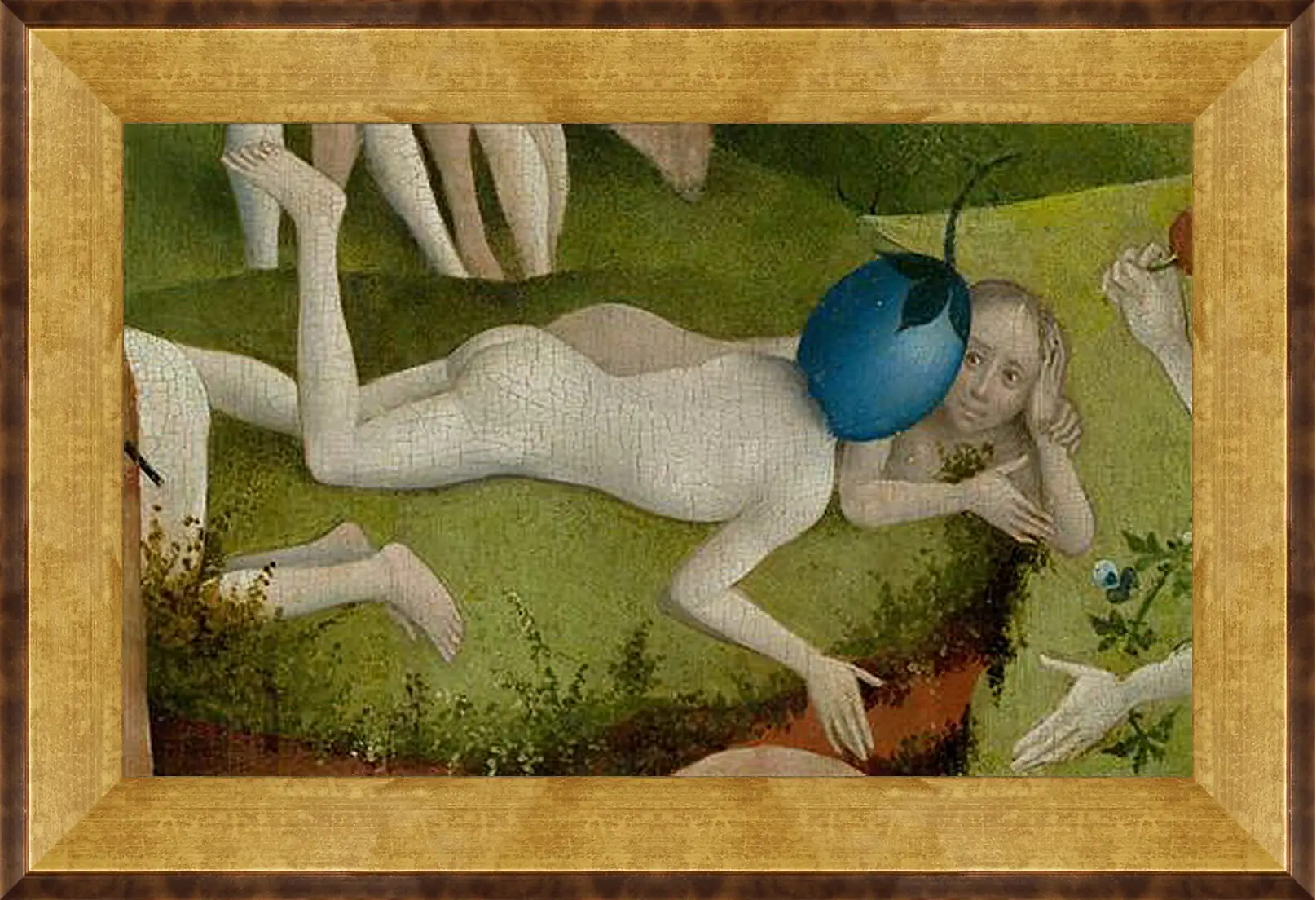 Картина в раме - Detail Man with a plum as head. Иероним Босх